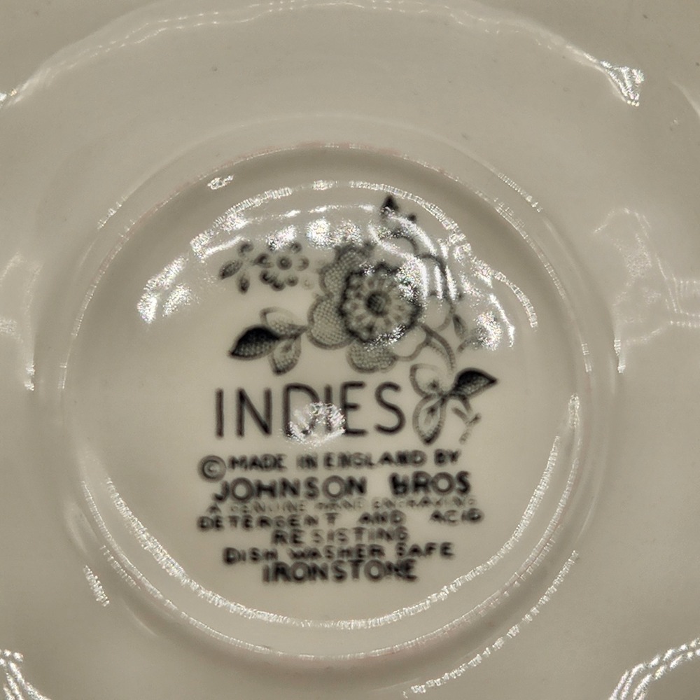 Johnson Brothers Indies Blue Ironstone Cup and Saucer Set Made in England Floral - Picture 11 of 11